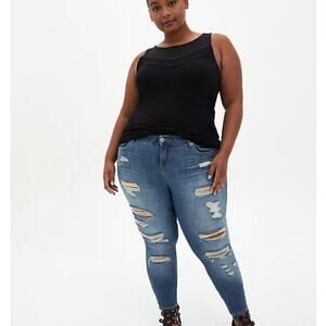 Torrid Black Super Soft Mesh Yoke Tank Size 3/3x